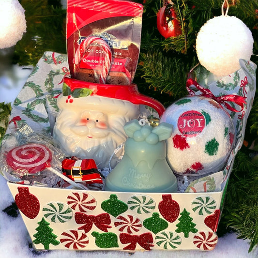 Sparkling Season's Joy Christmas Gift Basket Set Colorful
