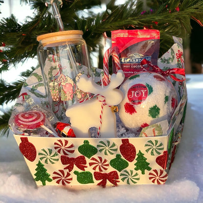 Sparkling Season's Joy Christmas Gift Basket Set Colorful