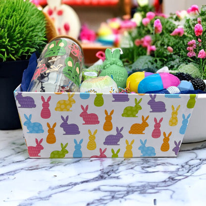 Bunny Bliss Easter Basket Colorful Bunnies and Scented candle