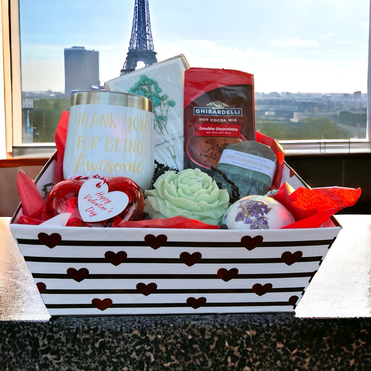 Red Velvet Hearts Valentine's Day Gift Basket