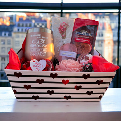 Red Velvet Hearts Valentine's Day Gift Basket