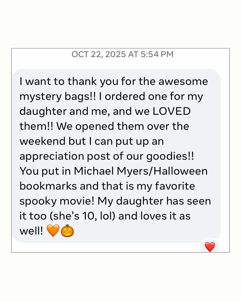 Facebook message thanking us for the mystery bags she ordered for herself and her ten-year-old daughter