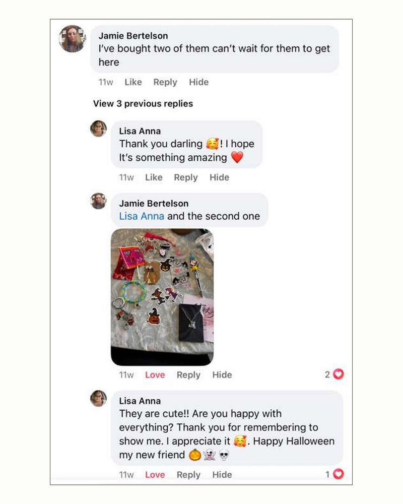 Facebook comments under our post, one customer saying she has bought two and cannot wait